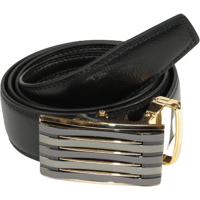 Mens VALENTINI Leather Belt Automatic Adjustable Removable Buckle RT016 Black